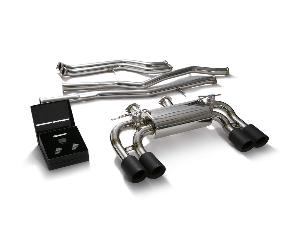 ARMYTRIX Stainless Steel Valvetronic Catback Exhaust System Quad Matte Black Tips BMW M2 Competition F87 2019-2021