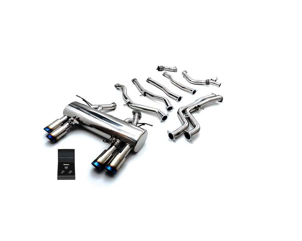 ARMYTRIX Stainless Steel Valvetronic Catback Exhaust System Quad Blue Coated Tips BMW M3 F80 | M4 F82/F83 2014+