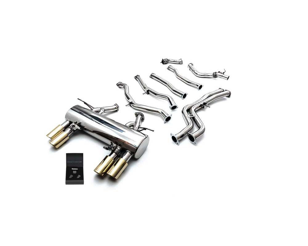 ARMYTRIX Stainless Steel Valvetronic Catback Exhaust System Quad Gold Tips BMW M3 F80 | M4 F82/F83 2014+