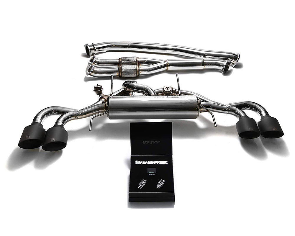 ARMYTRIX Stainless Steel Valvetronic 90mm Catback Exhaust System w/Race Y-Pipe & Quad Matte Black Tips Nissan GT-R R35 2009-2021